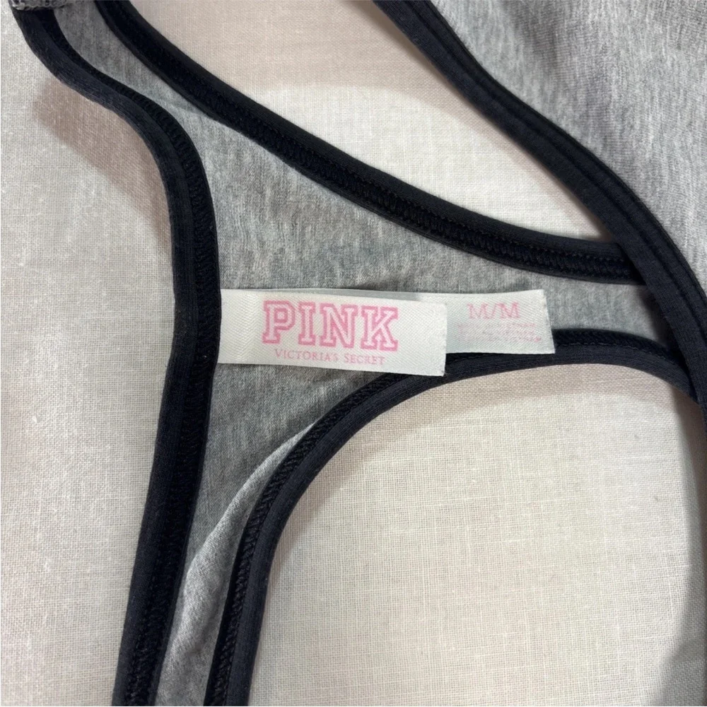 Pink Victoria Secret Gray Sports Bra with Logo Band Size Medium